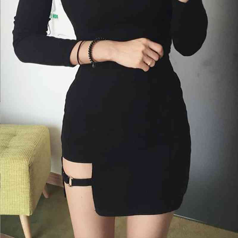 

summer harajuku irregular womens skirt high waist bandage black gothic mini bodycon short slim clubwear