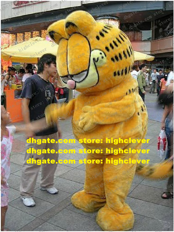 

Fancy Yellow Garfield Moggie Kitten Cat Mascot Costume Mascotte Adult With Small Pink Nose Big Eyes Head No.376 Free Ship, As in photos