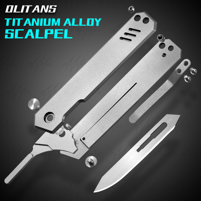 

NO.60 Bade Foding Scape Titanium Hande Foding Knife Fast Open Repaceabe 440C Scape Bade EDC Keychain Open Box Toos