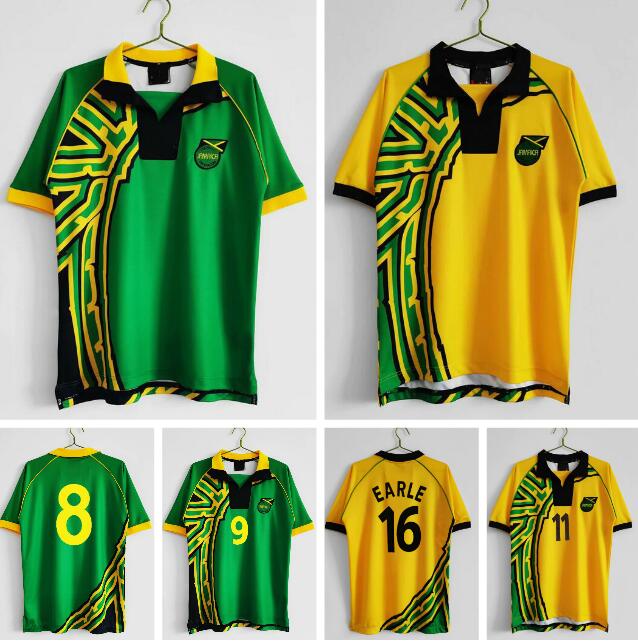

1998 Retro Jamaica soccer jerseys home away yellow green 98 classic Vintage football shirt #16 EARLE #11 WHITMORE #3 DAWES #19 SINCLAIR, Black;yellow