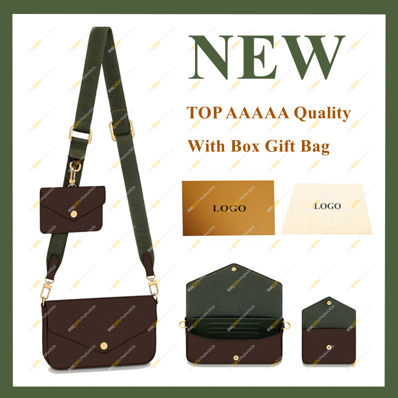 

2021 Ladies Unisex Fashion Designer High Quality TOP 5A Messenger bags M80091 Three-in-one Multifunctional FELICIE STRAP Shoulder Bag Free Box In Stock, Brown flower/green band