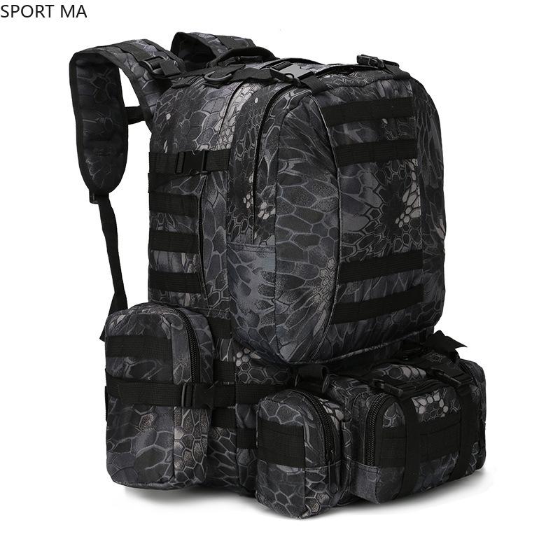 

Outdoor Bags 50L Tactical Backpack 4 In 1 Military Army Rucksack Molle Sport Bag Men Camping Hiking Travel Climbing, Acu