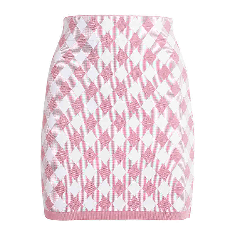 

HIGH STREET est Fashion S/S Designer Skirt Women's Plaid Knitted Mini 210521, Beige