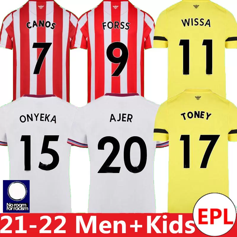 

21 22 Brentfor d soccer jerseys home away Forss MBEUMO TONEY Wissa Dasilva AJER CANOS Fosu ONYEKA Ghoddos Janelt 2021 2022 JANSSON adult men kit yellow football shirts, Colour 3