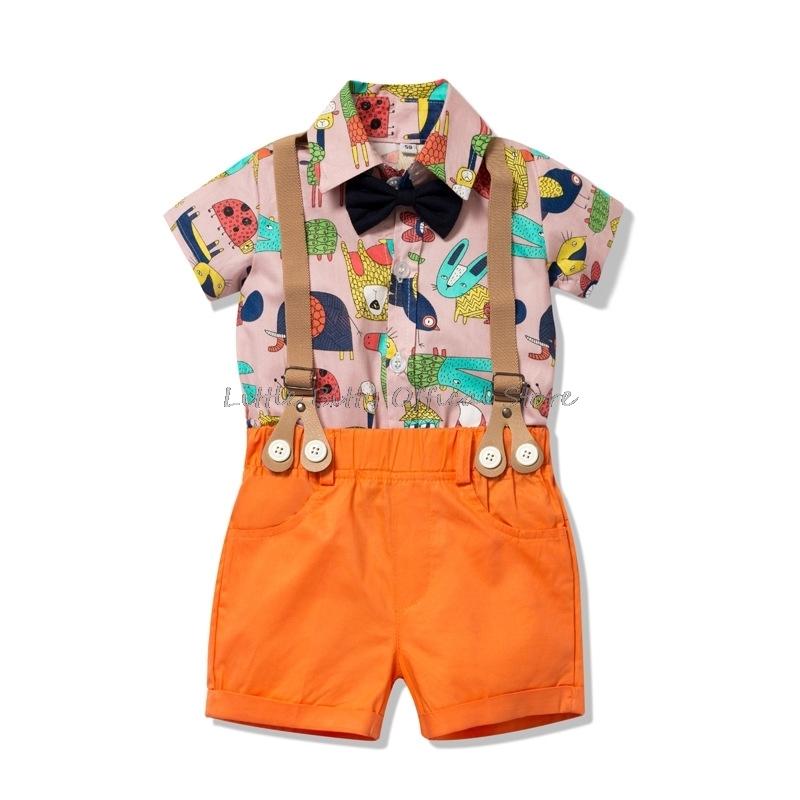 

Clothing Sets 100 Cotton Animal Print Romper With Shorts 2pc Baby Girl Boys Clothes Outfits For Born Child, R007-2