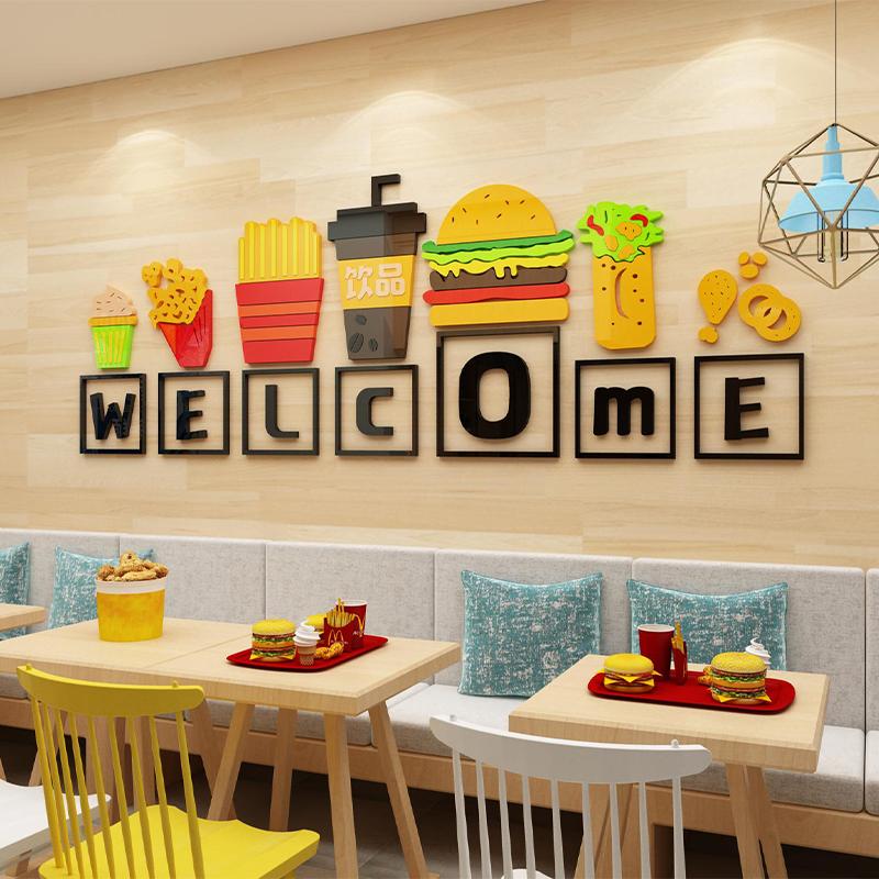 

Wall Stickers Burger Shop Milk Tea Fried Chicken Hall Decoration Personality Background Snack Bar Glass Sticker Painting