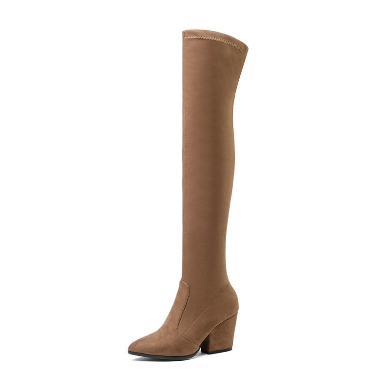 

Boots Dilalula 2021 Over The Knee Women 9 Colors Office Soft Shoes Winter Warm Fur Tight Ladies Woman, Black