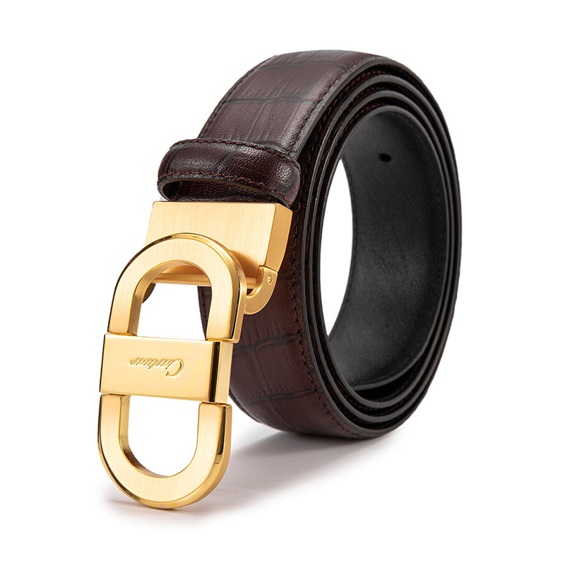 

New Fashion Designer Mens Business Luxury belt Smooth buckle Genuine Leather Belts For Men Waist Belt, Black;brown