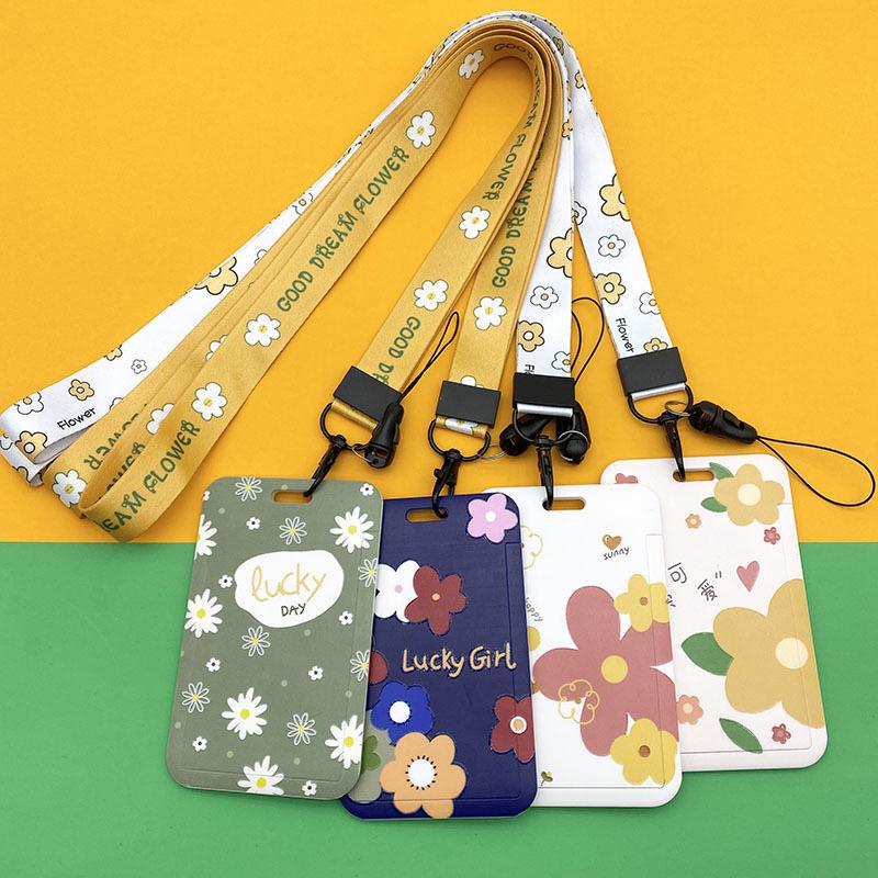 

Card Holders Fashion Lanyards ID Badge Holder With String Bus Pass Case Cover Slip Bank Strap Office Supplies, 1pcs colour random