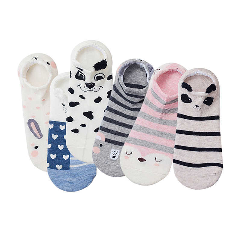 

5 pairs/pack Spring Summer Cotton comfortable Cartoon Animal Invisible ankle boat Socks Breathable Casual Girls Funny socks TJ26 210526, Mix 5 pairs