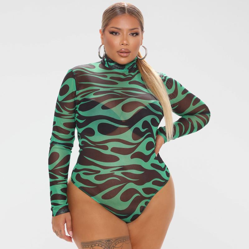 

Plus Size Pants Bodysuit Long Sleeve Sexy Mesh Bodys Para Mujer Green Red Blue Yellow Body Femme Damskie Women