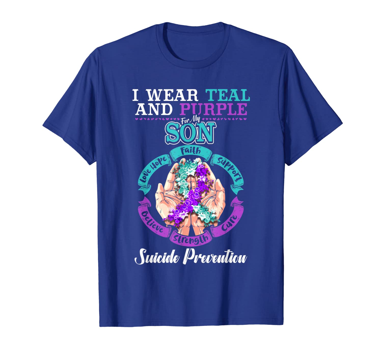 

i wear teal and purple for my son suicide prevention shirt, White;black