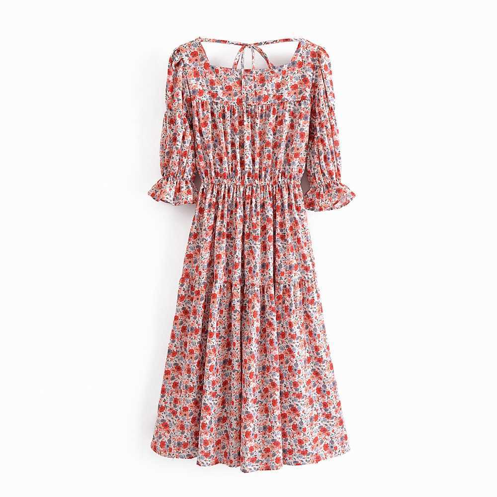 

Women Sundress Fashion Short Sleeve Floral Prints Modern Lady Midi Summer Dress 210602, Multi