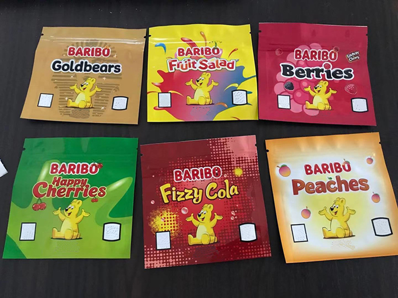 

2021 Packaging bag 600mg baribo Flavor Bags gummy candy sour resealable edibles Herb Flower Zipper Dry Retail Package North America