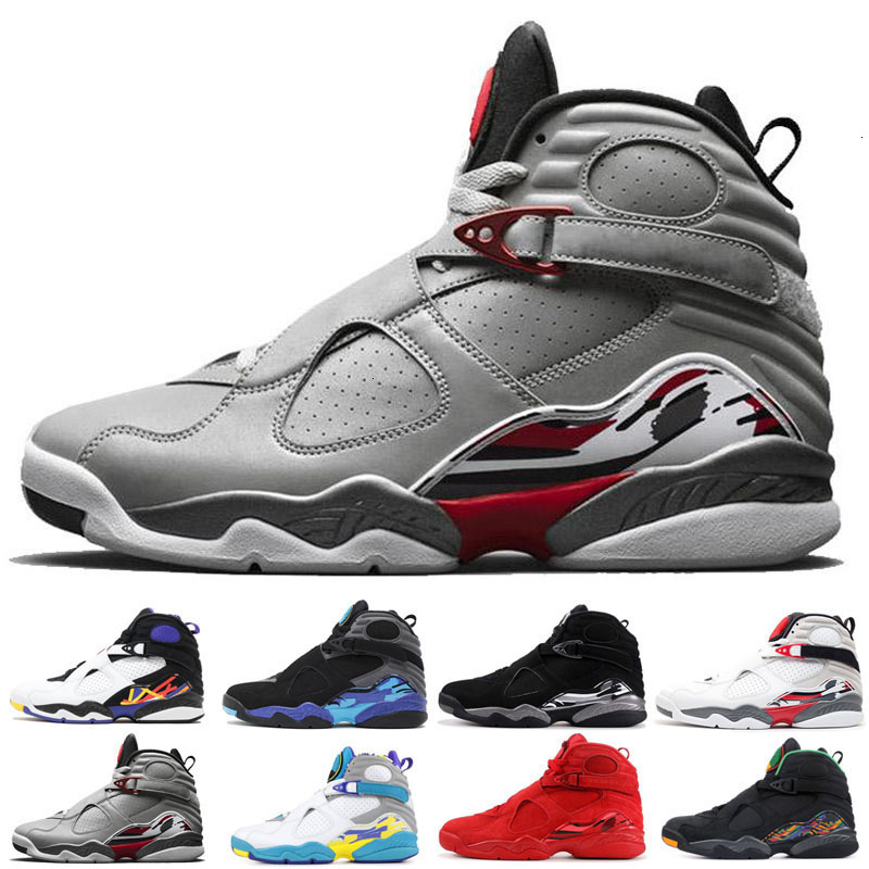 

Reflective Bugs Bunny Jumpman 8 8s Kids Men Shoes Valentines Day Aqua SOUTH BEACH Chrome 3PEAT PLAYOFF Mens Sports Sneaker, Black