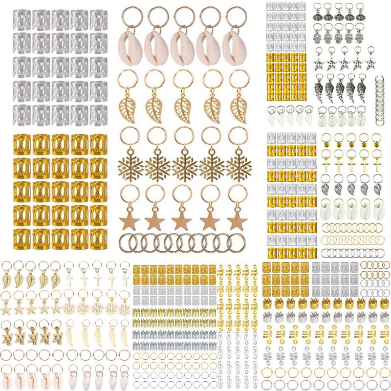 

Hair Clips & Barrettes 5-180pc Adjustable Braids Dreadlock Beads Gold And Silver Braid Rings Cuff Tubes Jewelry