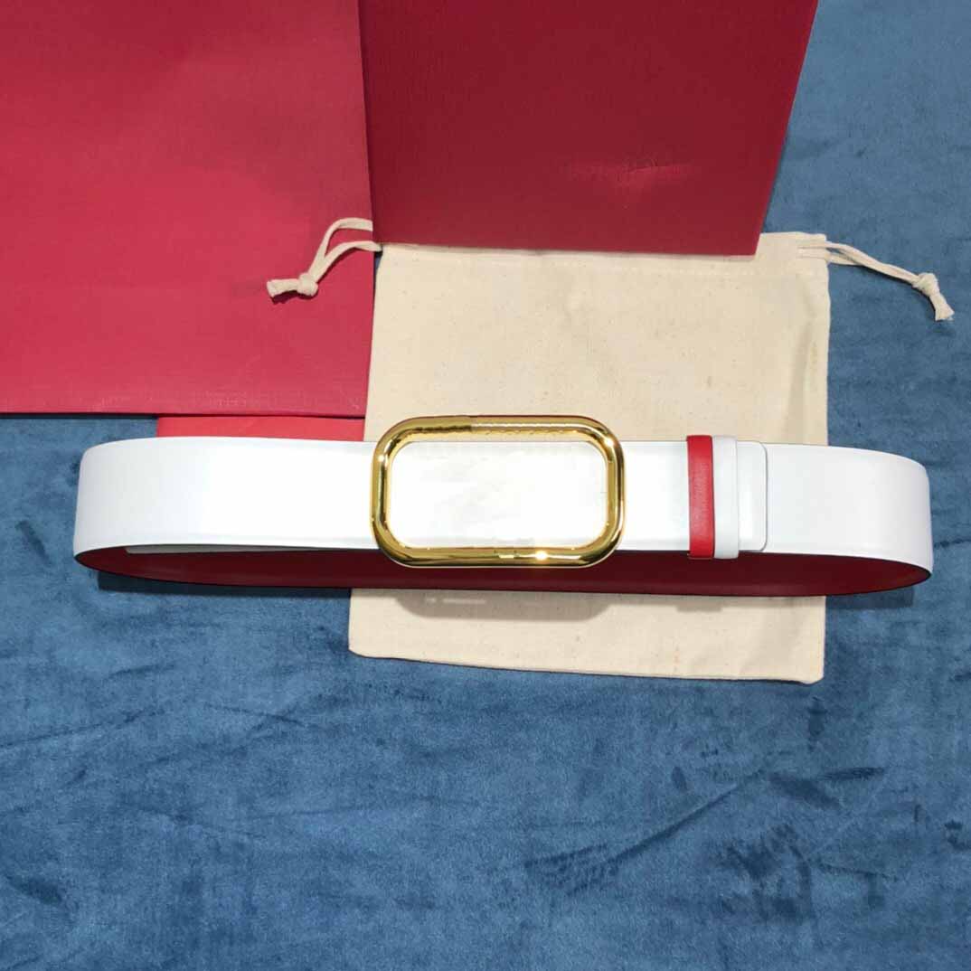

Newest reversible black red white women belt top quality genuine leather gold buckle Belts with box, Black;brown