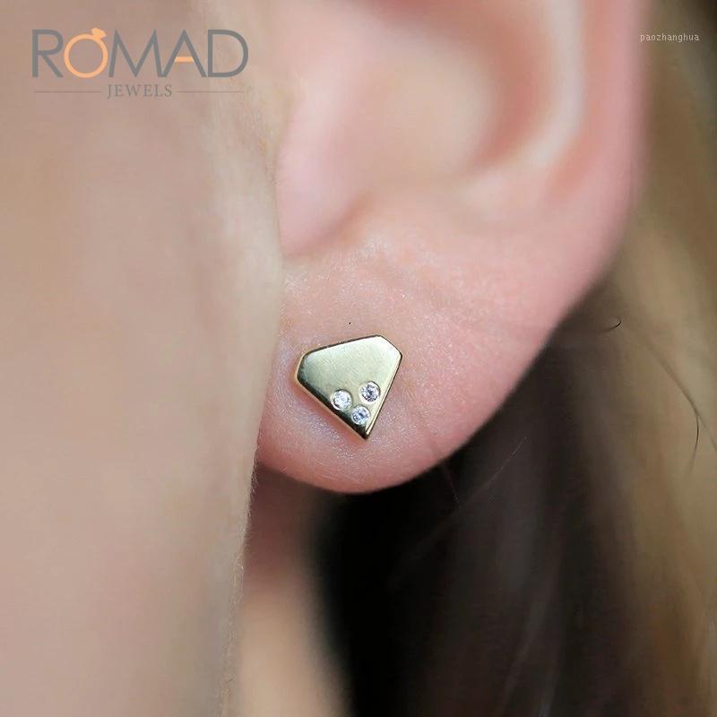 

Stud Romad Fashion Gold Individual Geometric Triangle Zircon S925 Sterling Silver Earrings 2022 For Girl Gifts, Golden;silver