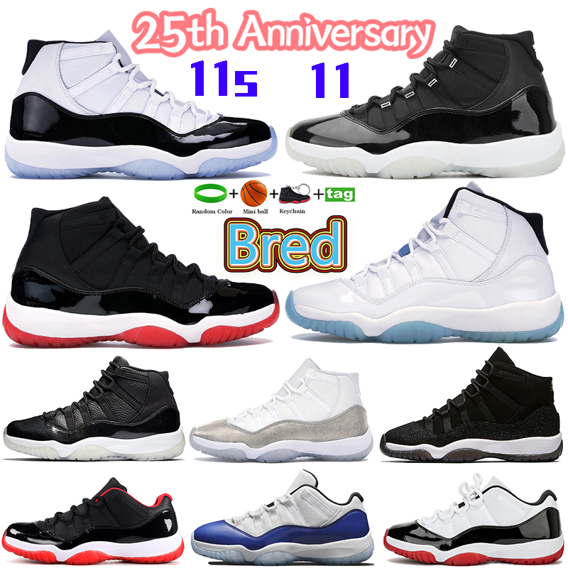 

Men Women 11 Basketball shoes High Low Legend Blue 25th Anniversary Bred 11s Concord 45 Platinum Tint Cap and Gown Sports sneakers trainers, No.37- bubble wrap packaging