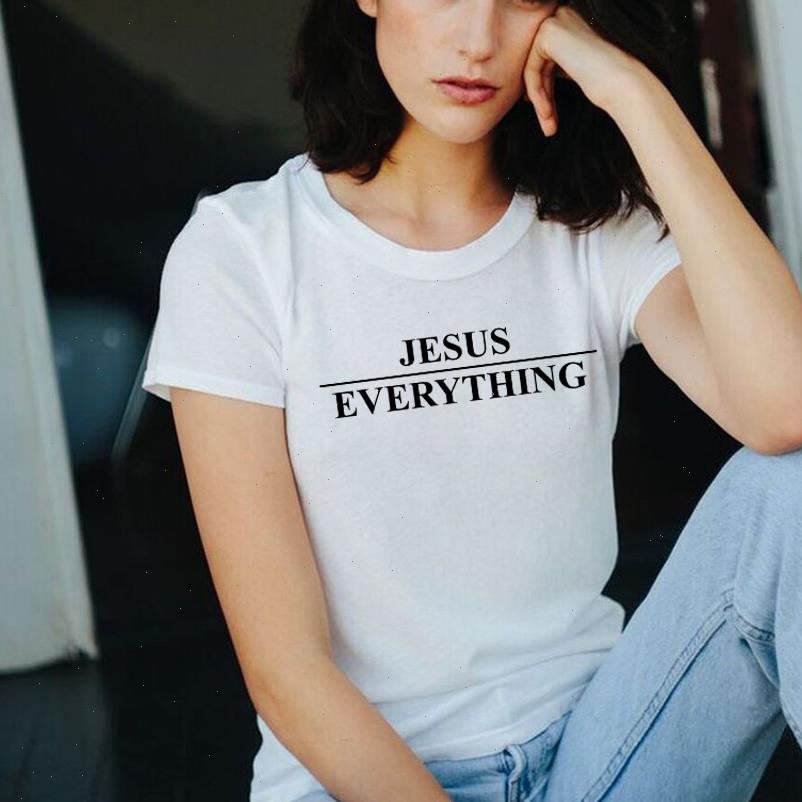 

jesus over women everything t shirt girl tumblr tee christian ladies graphic letter o neck casual hipster, White