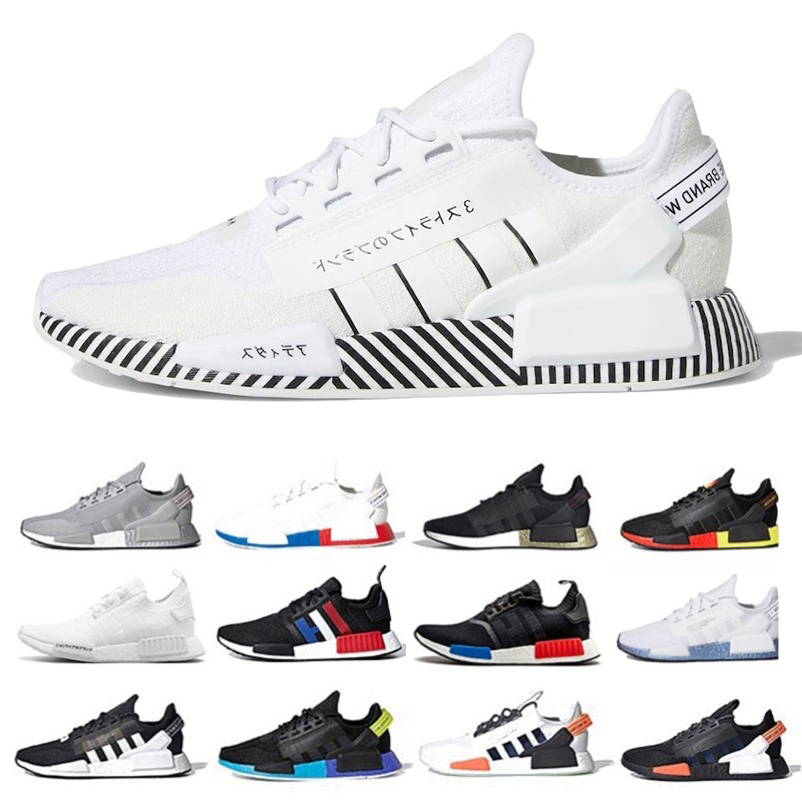 

NMD R1 v2 Dazzle camo mens Running Shoes Japanese black white Olive Green mexico city oreo og classic aqua tones Gradient Neon men women spo