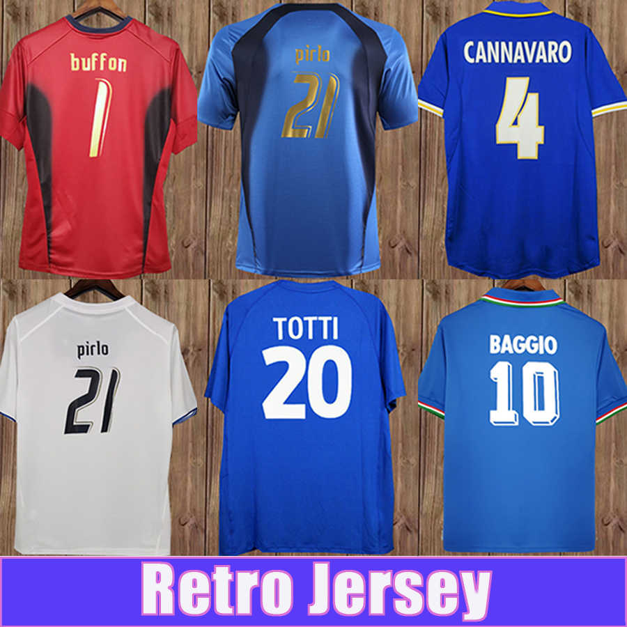 

1982 1994 R. BAGGIO MALDINI BARESI ANCELOTTI Retro Soccer Jerseys 2006 CANNAVARO MAGLIA PIRLO Home Football Shirt Short Sleeve Uniforms, Fg2004 1996 home