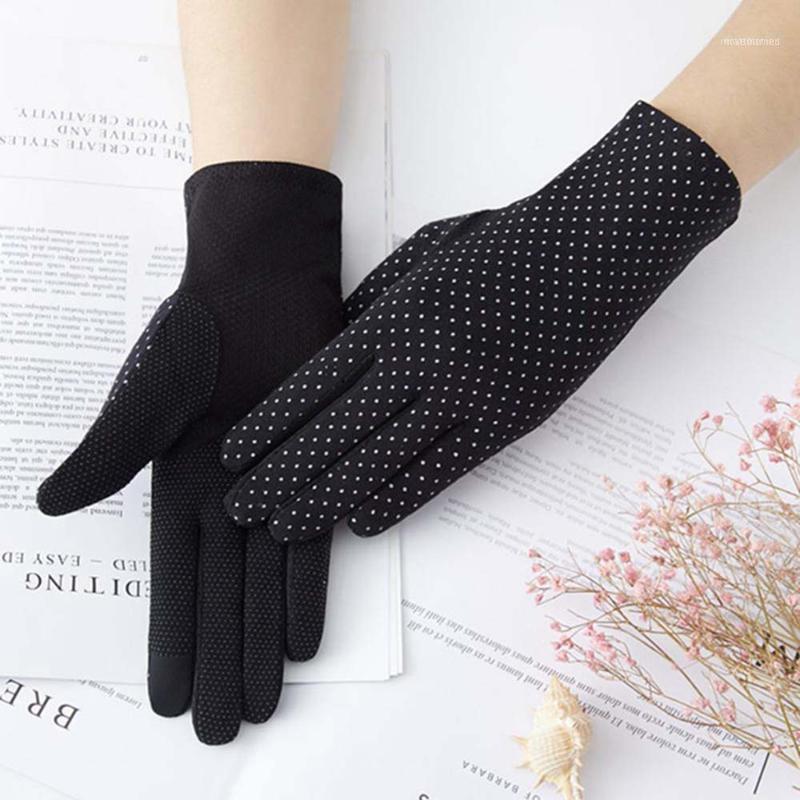 

1pair Women's Fashion Sunscreen Gloves Thin Touch Screen Sun Protection Driving Short Dot Women1