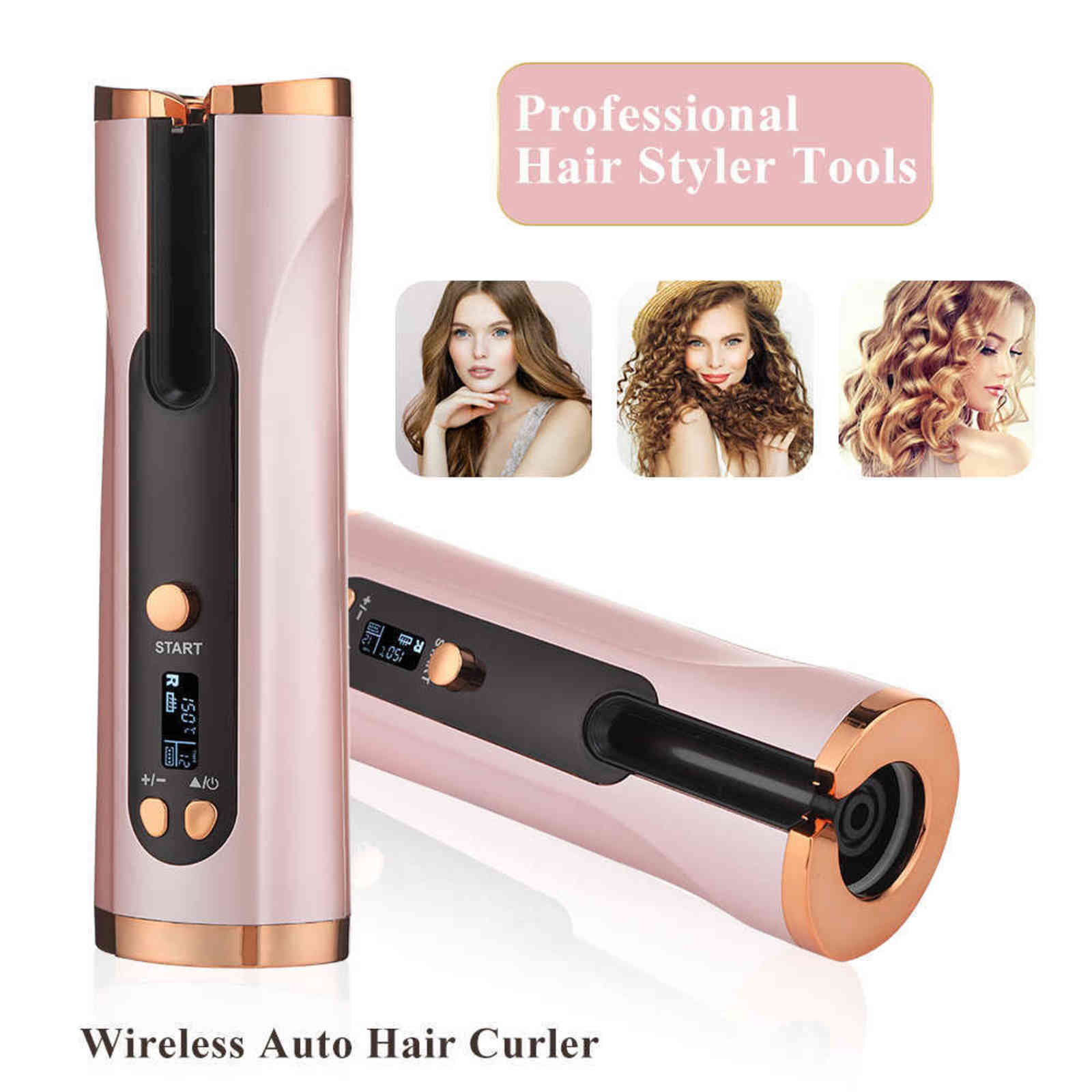 

Automatic Curler Auto Ceramic Wireless Curling Iron USB Rechargeable Hair Waver Crimper LCD Display curlers Styling Tools