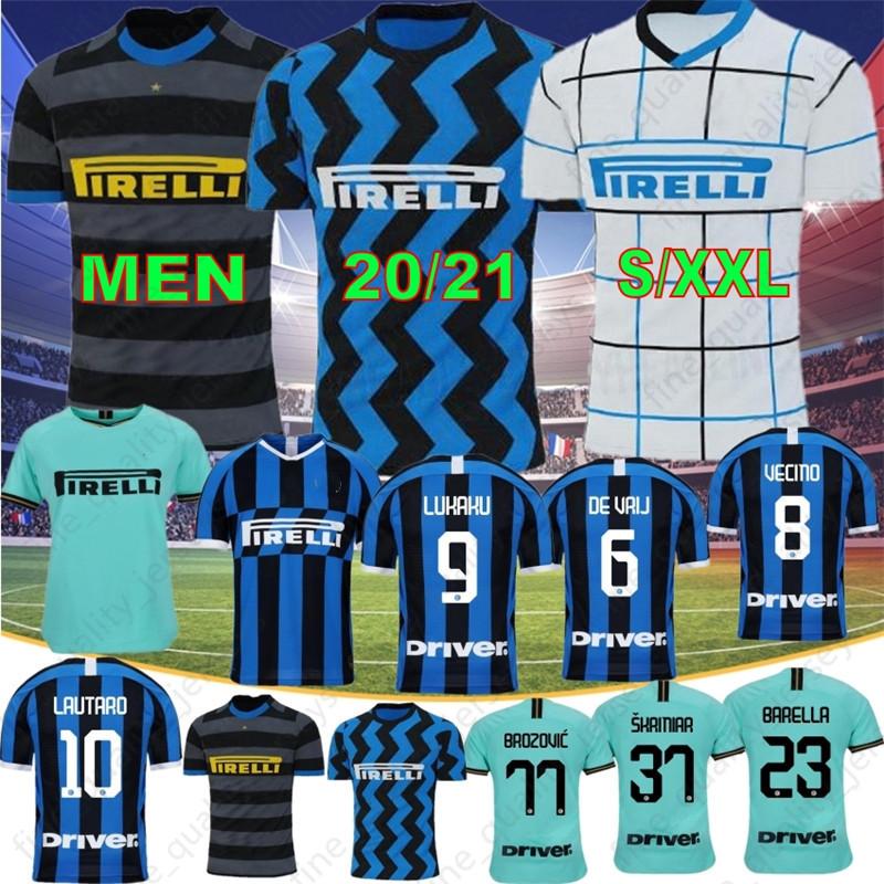 

20 21 Thai ALEXIS LUKAKU LAUTARO SKRINIAR Inter 2020 2021 Milan Soccer Jerseys ERIKSEN GODIN BARELLA Jerseys Football Men Kids Kits, Black;yellow
