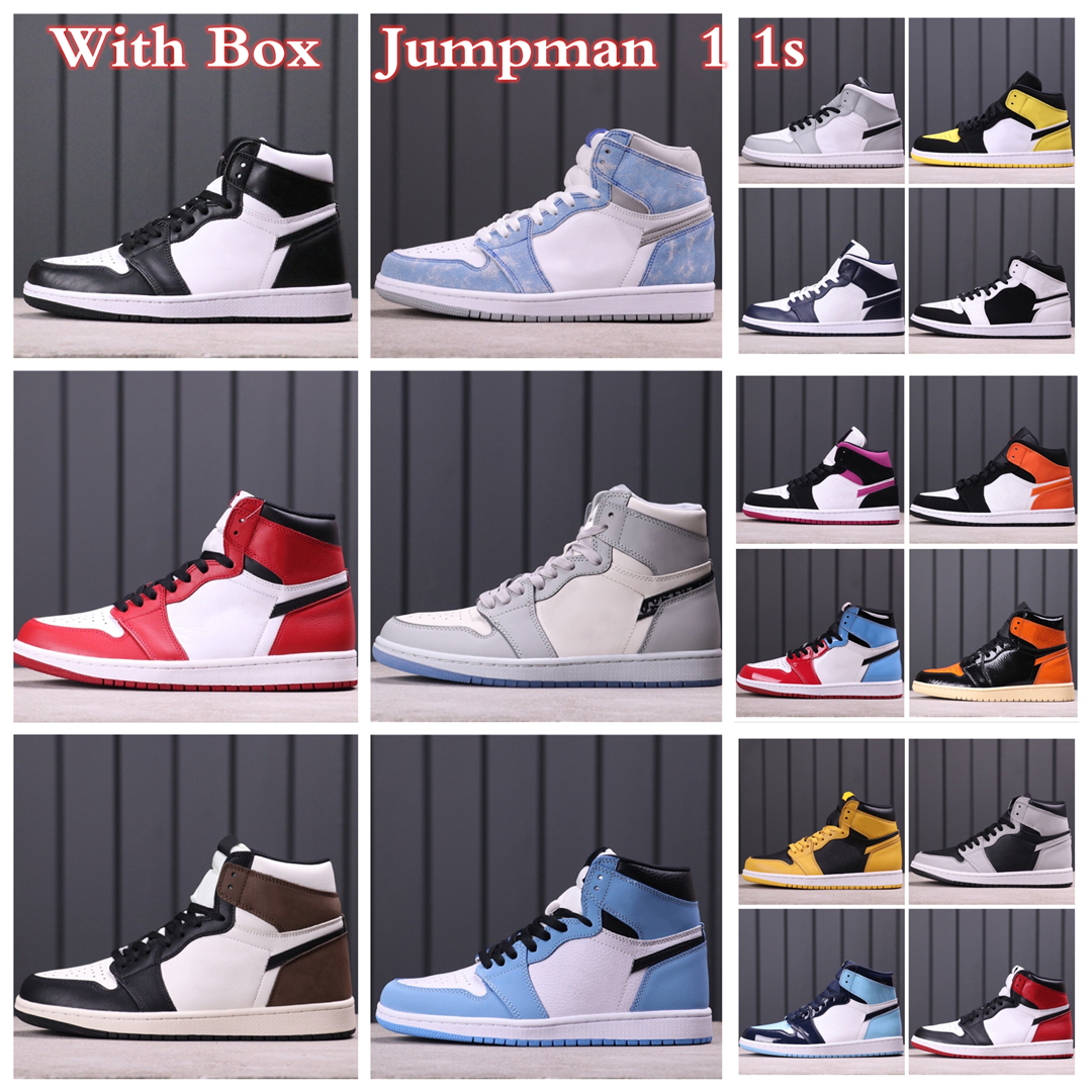 

Top quality Mens 1 high OG basketball shoes 1s University Blue silver royal toe black metallic gold mid smoke grey UNC Patent men women Sneakers casual shoe us uk 088, 36