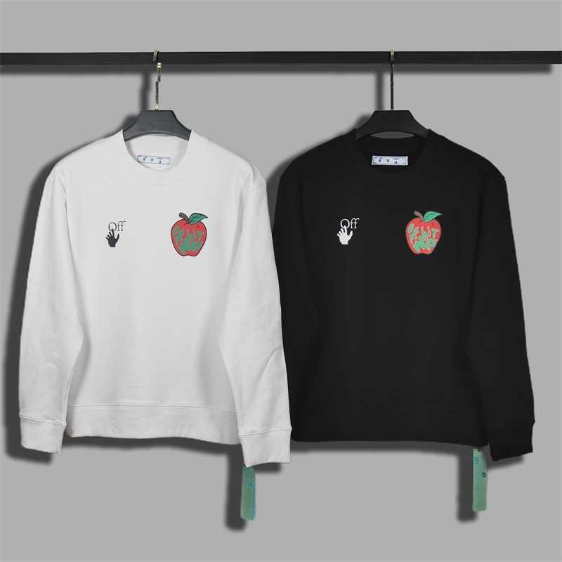

hoodies2021 autumn winter new off red apple HD casual men' and women' round neck sweater, White