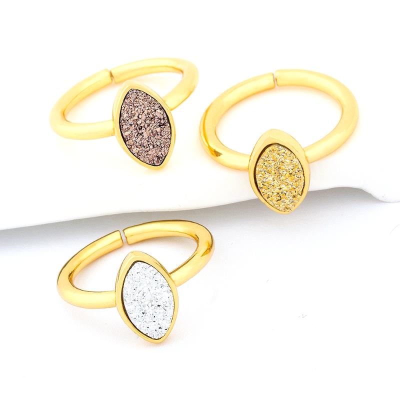 

Cluster Rings 2021 Charm Natural Stone Copper Zirconia 3 Colors Choice Lucky Adjustable Jewelry For Women Party Wedding Gift