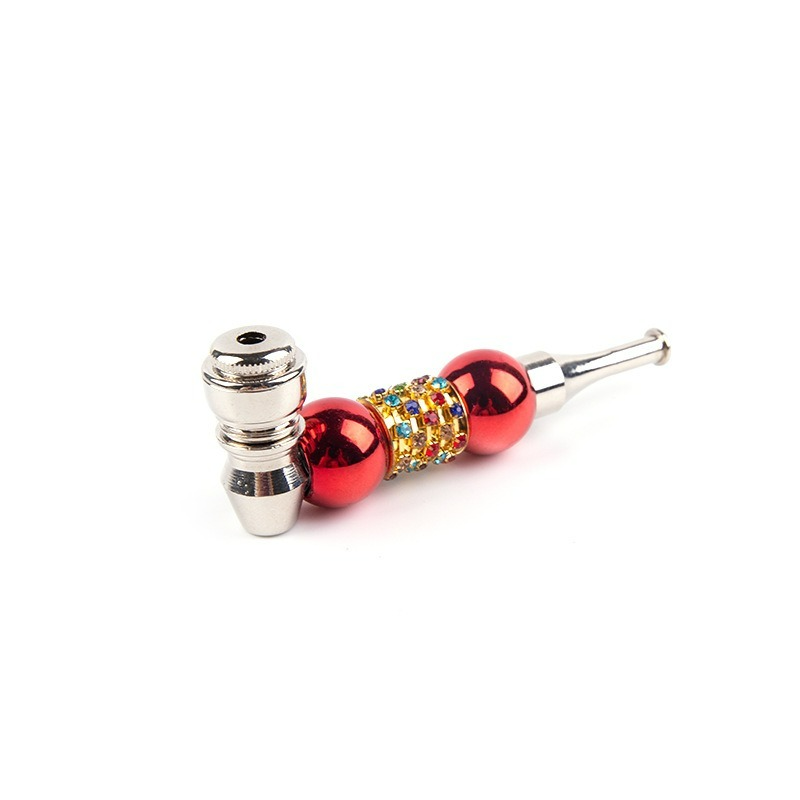 

Smoking Pipes Color double beaded diamond pipes Portable fashion small pipe metal bong oil rig