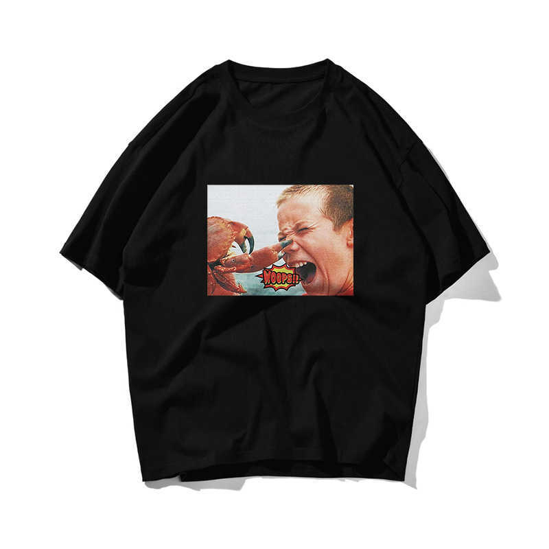 

Pinch Nose Boy Hip Hop Oversize T Shirt Men Streetwear American Woops Hand Painted Tshirt Short Sleeve Cotton Loose T-Shirt 210603, Wine red