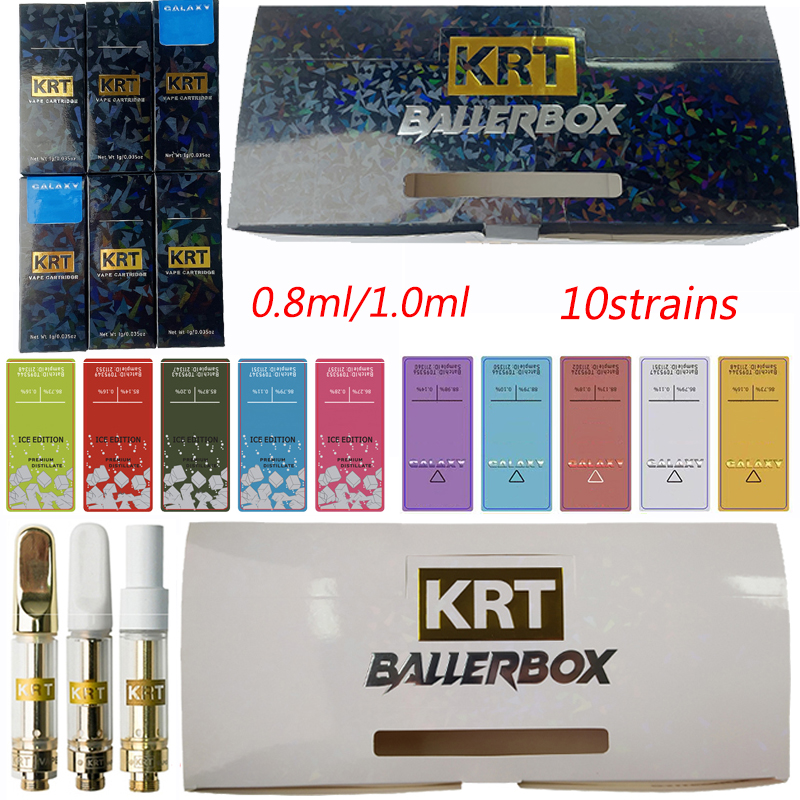 

Newest Krt Vape Cartridges Packaging 0.8ml 1ml Atomizers Ceramic Empty Vapes Pens Cartridge 510 Thread Dab Pen Oil Wax E Cigarettes