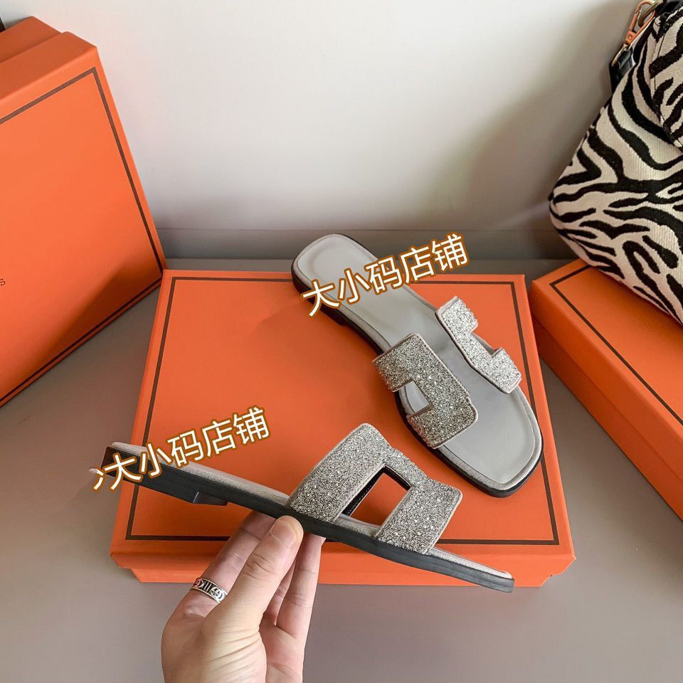 

2022 Fashion Sandals Genuine Leather H Women Slippers Summer luxury Flat Slides Ladies Beach Sandal Party Wedding Oran Slipper MKJ0001