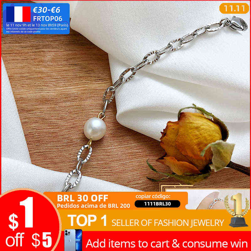 

Vnox Temperament Freshwater Pearl Charm Bracelet Women,anti Allergy Never Fade Stainless Steel o Chain Wristband Gift for Her