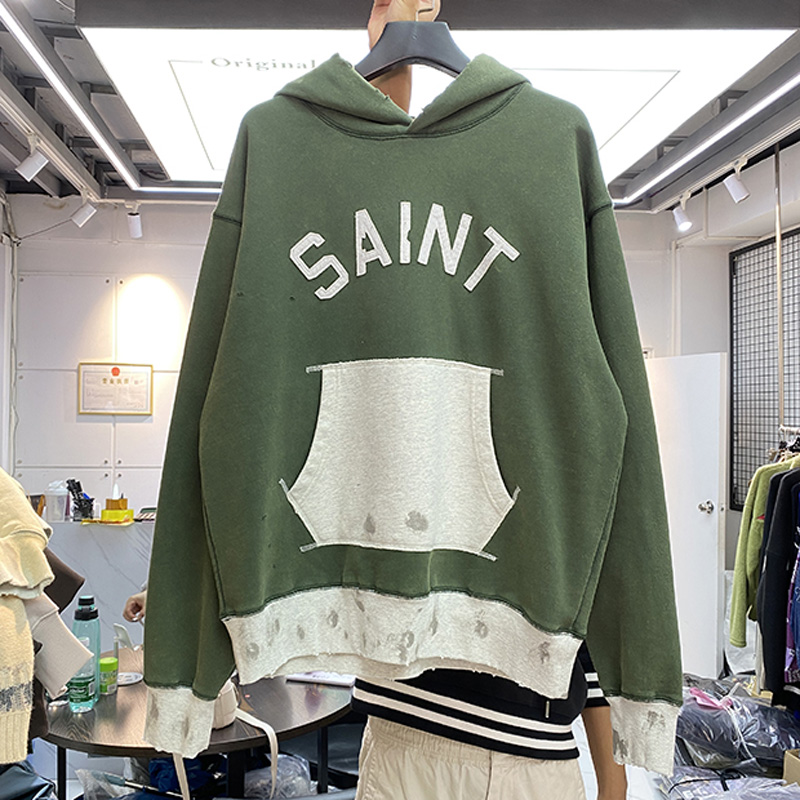 

Men Vintage Colorblock Ripped Hoodies Sweatshirt Oversize Women Novelty Fleece Hoodie Sweatshirts Men's Casual Tops Coat, Fg525 green