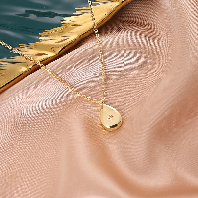 

Pendant Necklaces Minar Personality Multiple Water Drop Square Love Heart Necklace For Women Copper Thin O-chain Chokers Jewelry, Silver