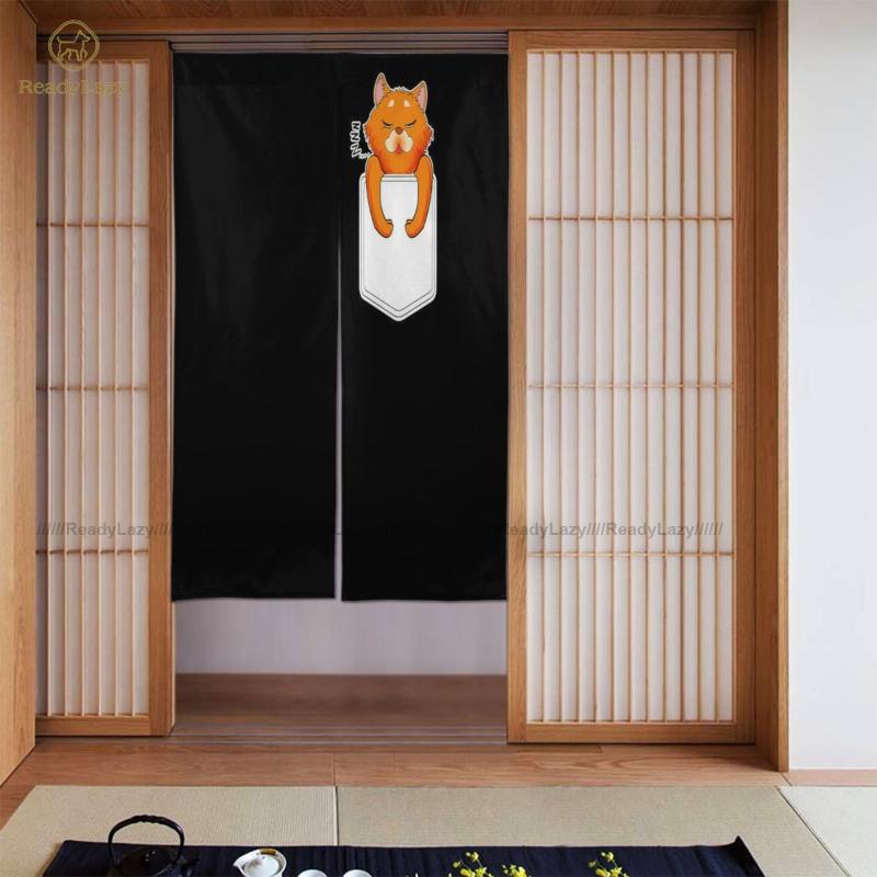 

Pocket Cat Curtains Summer Partition Door Curtain Double Printed & Drapes