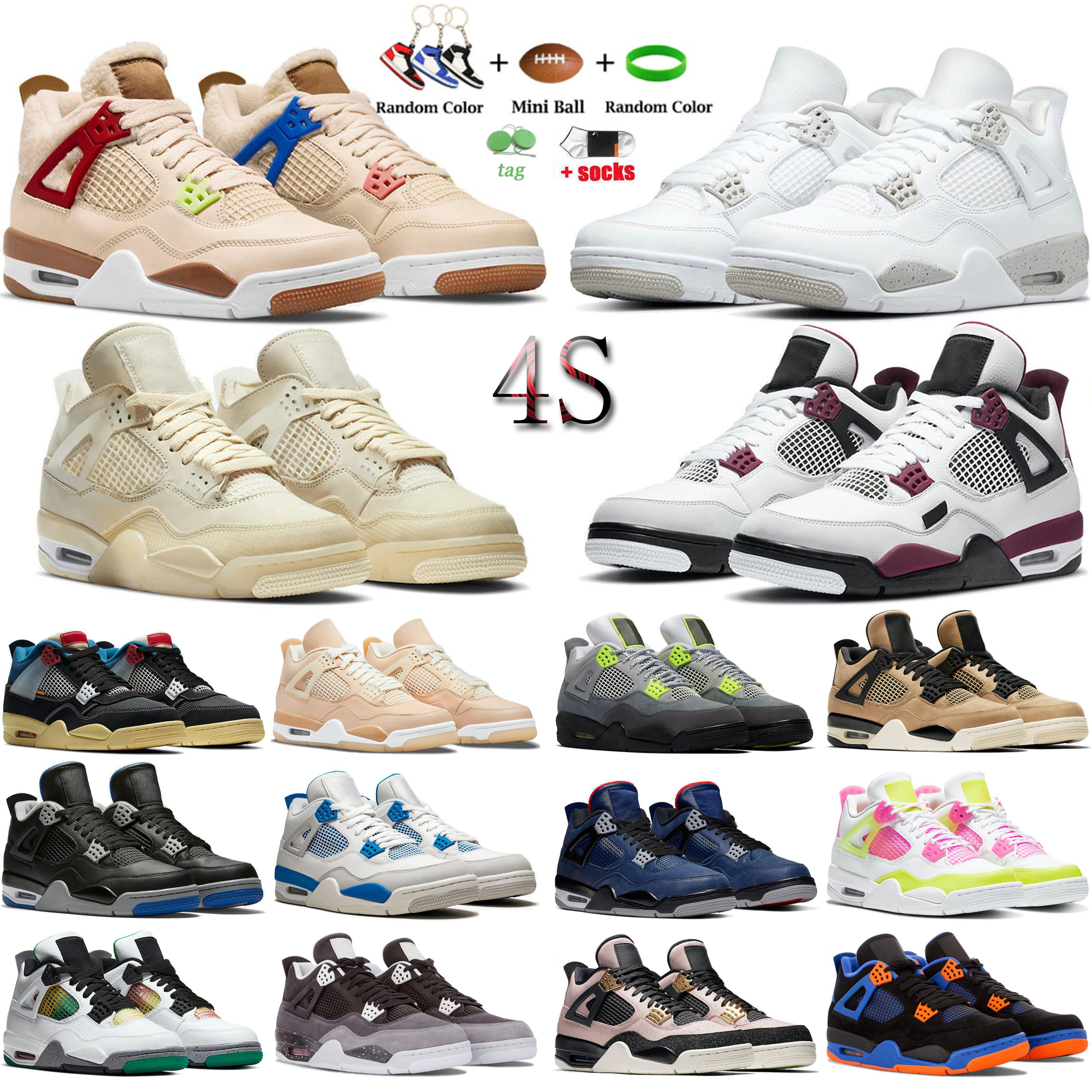

Men Women 4 4s Basketball Shoes Sail White Oreo Bred Red Thunder Shimmer Trainer Sport Shoe Outdoor Athletic Sneaker HH6L, #22