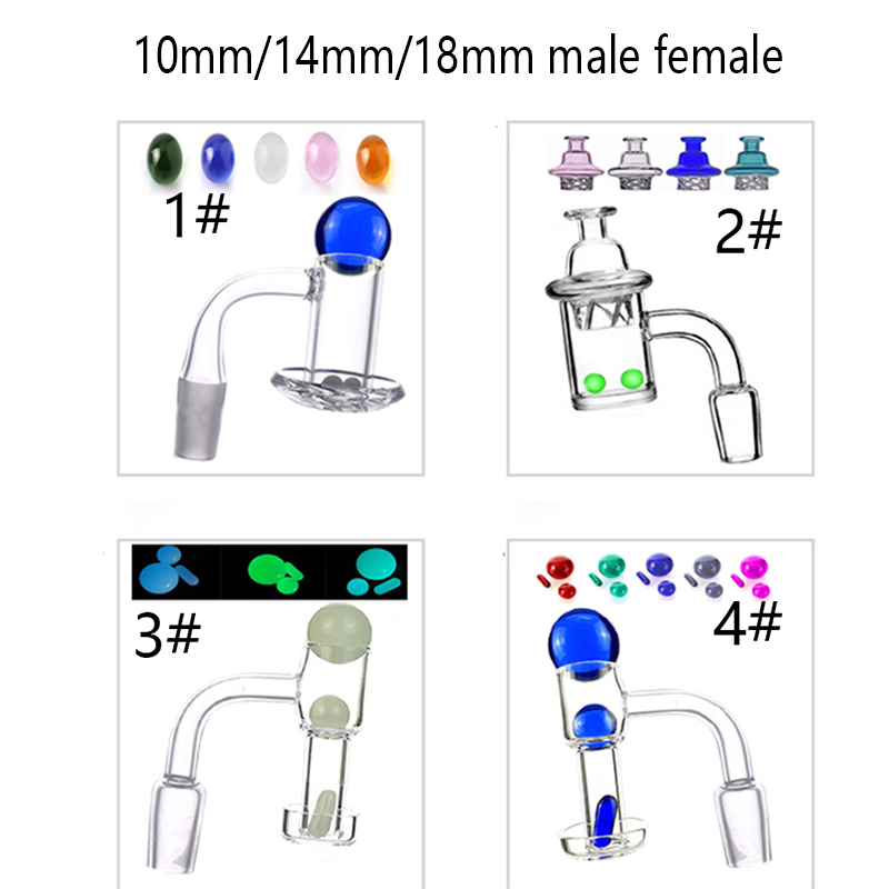 

Terp Slurper Beveled Edge Quartz Banger Nails Smoking Accessories Fully Weld Bangers With colorful Luminous Glass Marble Ruby Pearl Pill