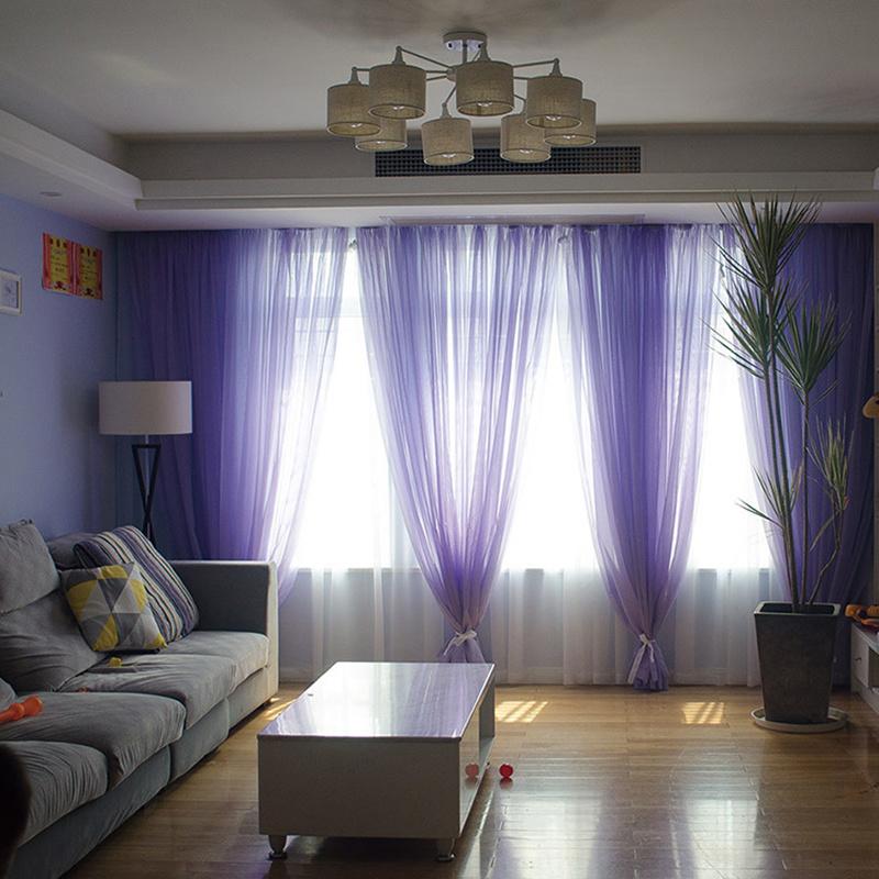

Curtain & Drapes MELUNMHOM Rainbow Colors Pure Sheer Panels Door Window Curtains Tulle For Bedroom Voile Home Decor Living Roo