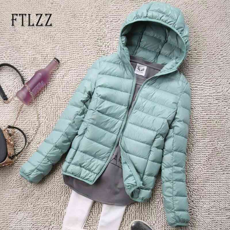 

Women Size Plus White Duck Down Jackets Autumn Winter Slim Ultra Light Coat Female Hooded Zipper Puffer Jacket Lady Parkas 210602, 10