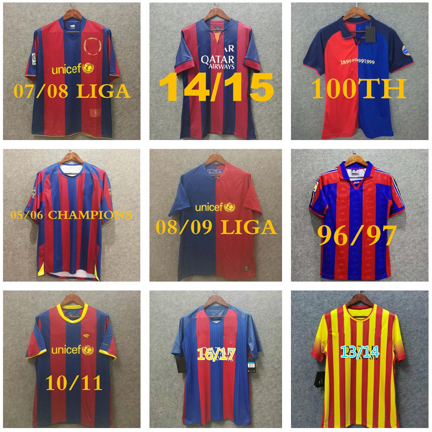 

96 97 07 08 09 Barcelona retro soccer jersey FIGO RONALDINHO MESSI RONALDO 91 92 10 11 Koeman Classic RIVALDO Henry Laudrup Guardiola XAVI PIQUE 1899 1999 Stoitchkov, Orange