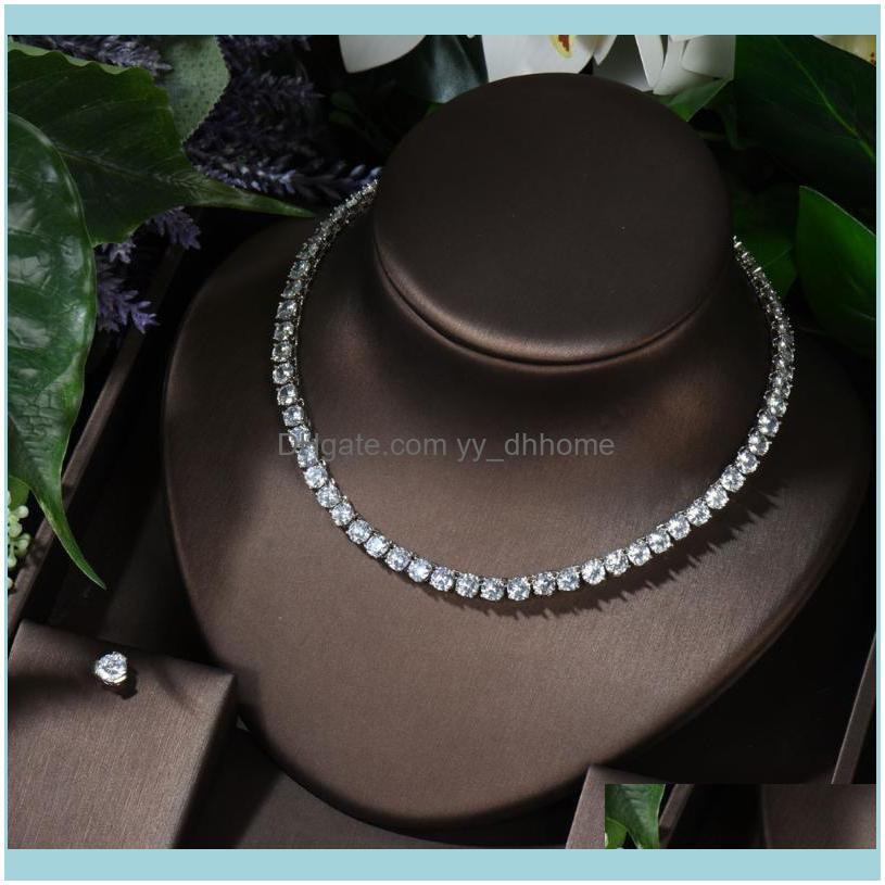 

Earrings Sets Jewelryearrings & Necklace Hibride Luxury Round Shape Cz Jewelry Set For Women Wedding Earring Cubic Zircon Dubai Bridal N-855, As pic