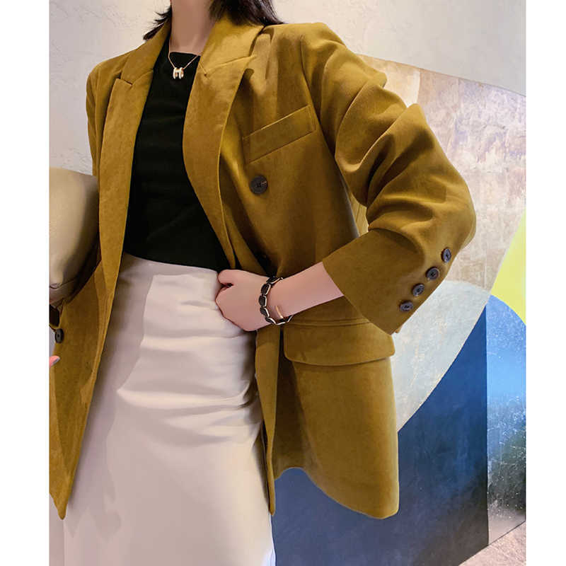 

Kiesza Lyte Women Blazer Long Sleeve Double Breasted Jacket Fashion Casual Lady Office Outwear Suit Jackets Autumn 210608, Green
