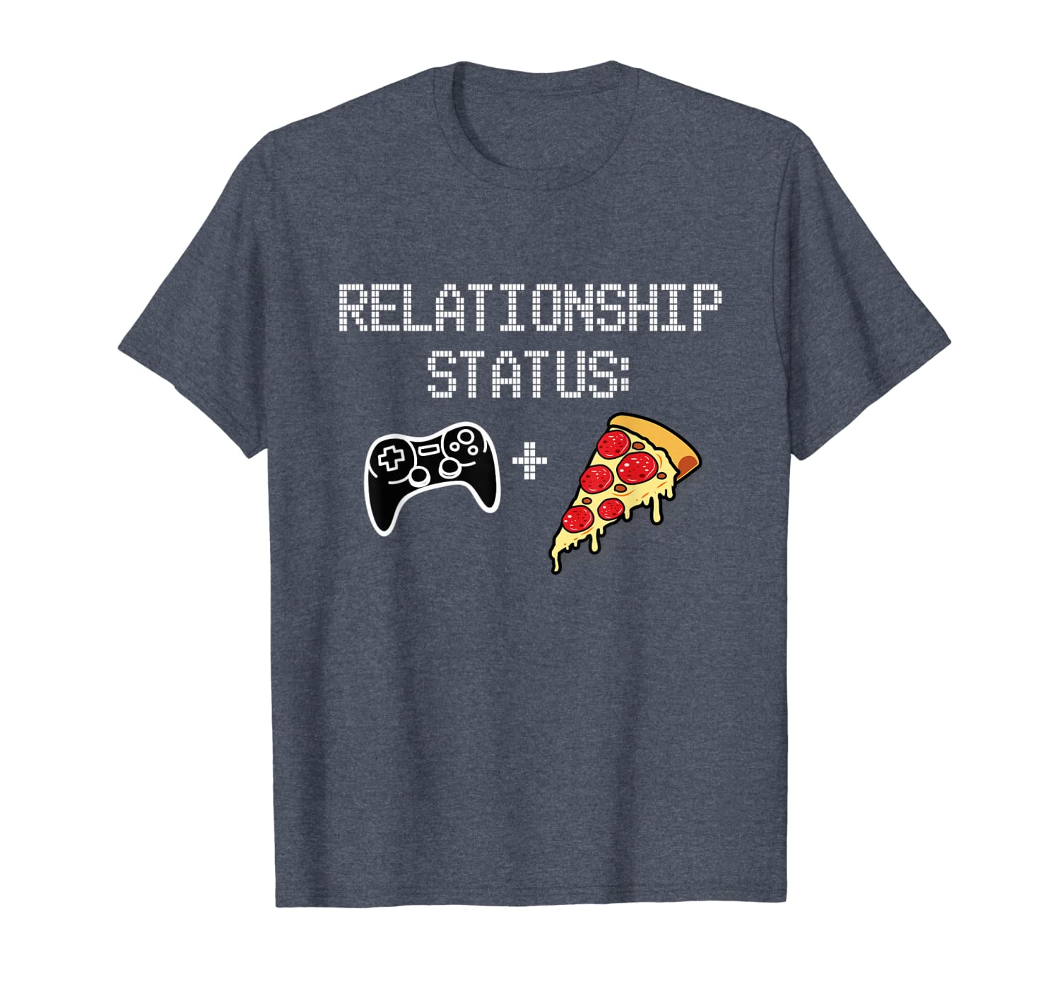 

gamer's relationship status | controller plus pizza t-shirt, White;black