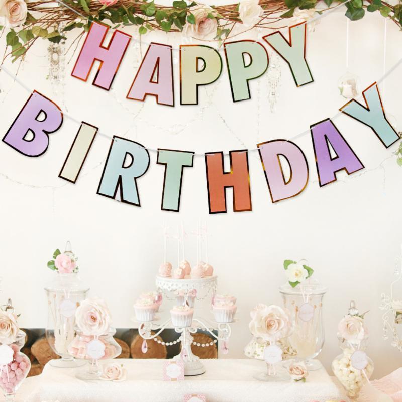 

Party Decoration 2Pcs Birthday Flag Letter Bunting Ornaments Supplies For Scene Layout Decor (Assorted Color)