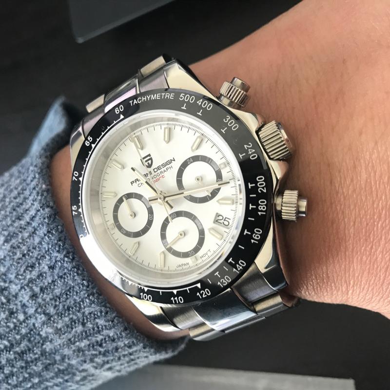 

Wristwatches PAGANI DESIGN Fashion Men Quartz Watch Luxury Sports Stainless Steel 100M Waterproof Chronograph Relogio Masculino, Slivery;brown